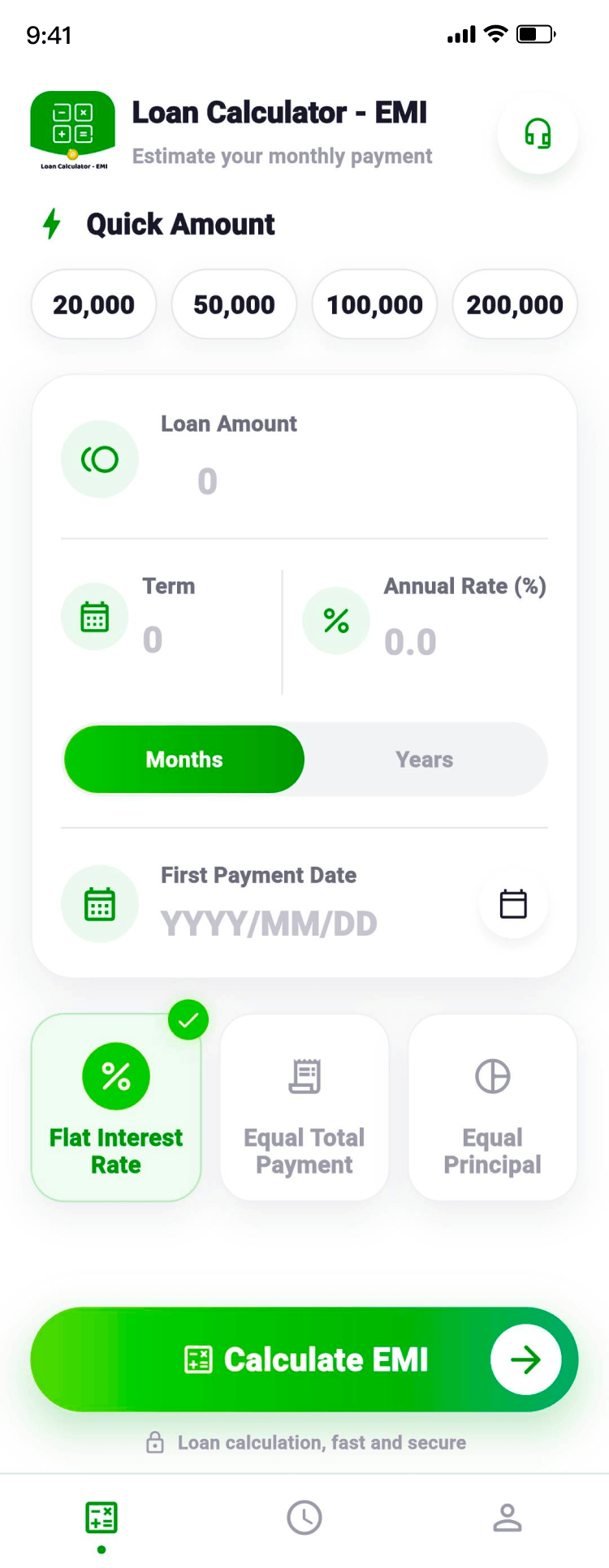 EMI Calculator loan details screen